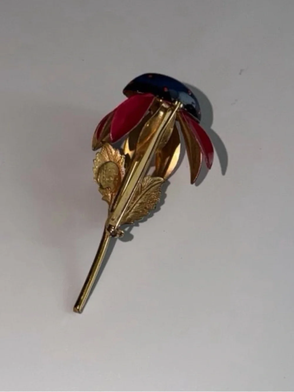 Vintage “Original by Robert” 1960’s Blue and Reddish Purple Enamel Flower Pin